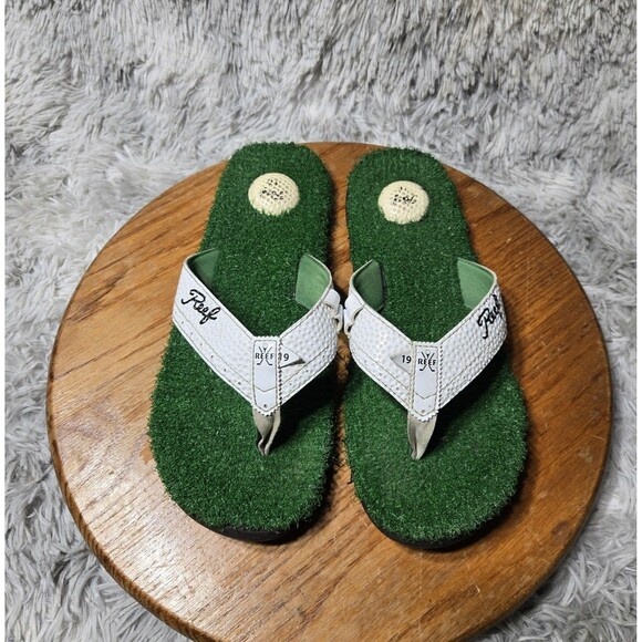 Reef Mulligan II Men Size 10 Golf Flip Flops Turf Grass Tee Holder Bottle Opener - Picture 1 of 11